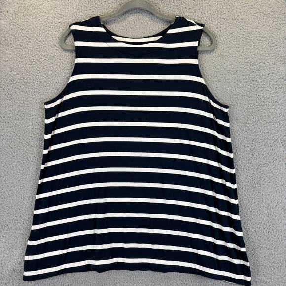J Jill Tunic XLP Blue Beachy Nautical Striped Layering Tank Flowy Stretch Casual - Picture 1 of 9